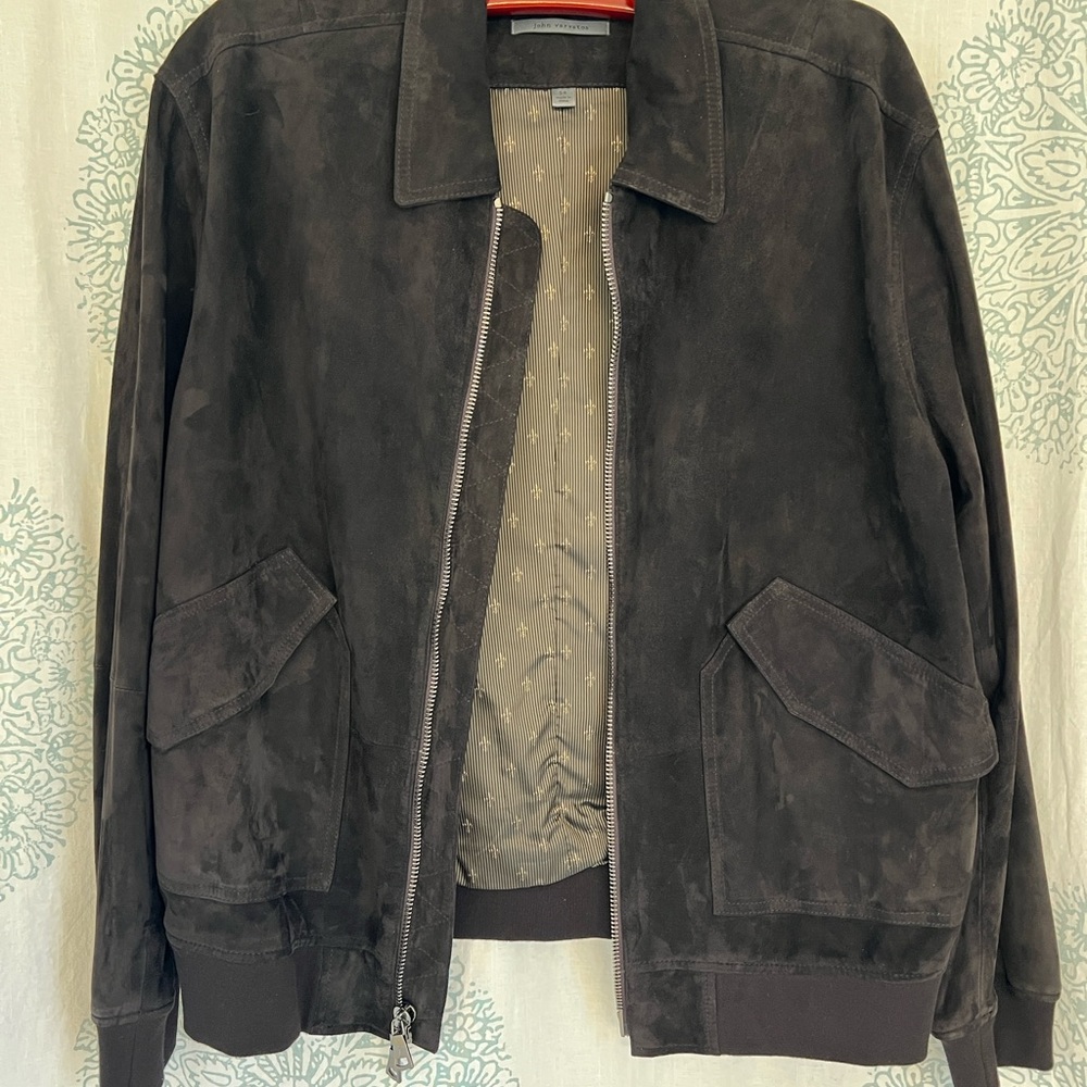 John Varvatos Collection espresso goat suede jacket
